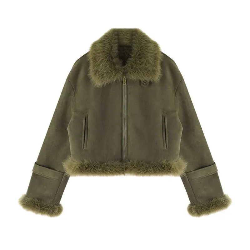 سترة نسائية جديدة لخريف وشتاء 2026 من الفرو الصناعي سترة فضفاضة قصيرة غير رسمية من قطعة واحدة #1