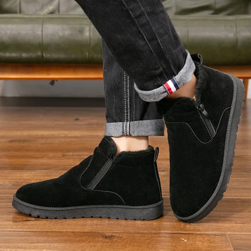 Men's Snow Boots Plush Warm Casual Slip-On Cotton Boots New Winter Non-slip Waterproof Male  Adult Ankle Shoes Bota Masculina