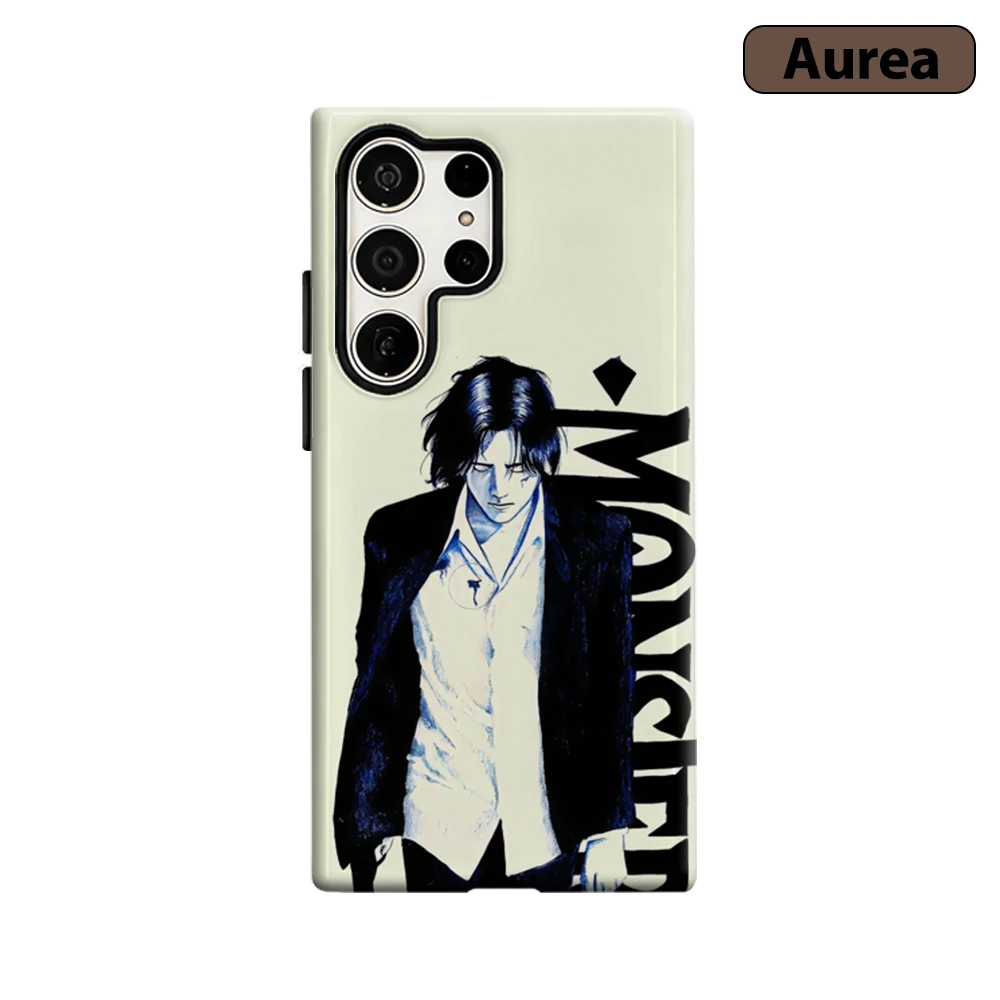 Noir Anime Figure Phone Case for Samsung Galaxy S25 Ultra S24 S23 Ultra Plus Shockproof Double Layer Tough Back Cover