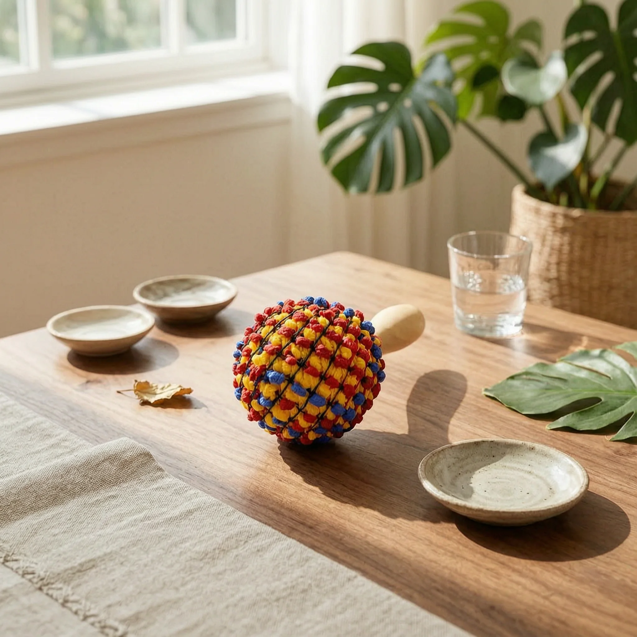 Maracas de Madera con Cuentas, Maraca de Madera con Mango de Madera, Materiales Naturales, Sonido Claro y Brillante para Niños