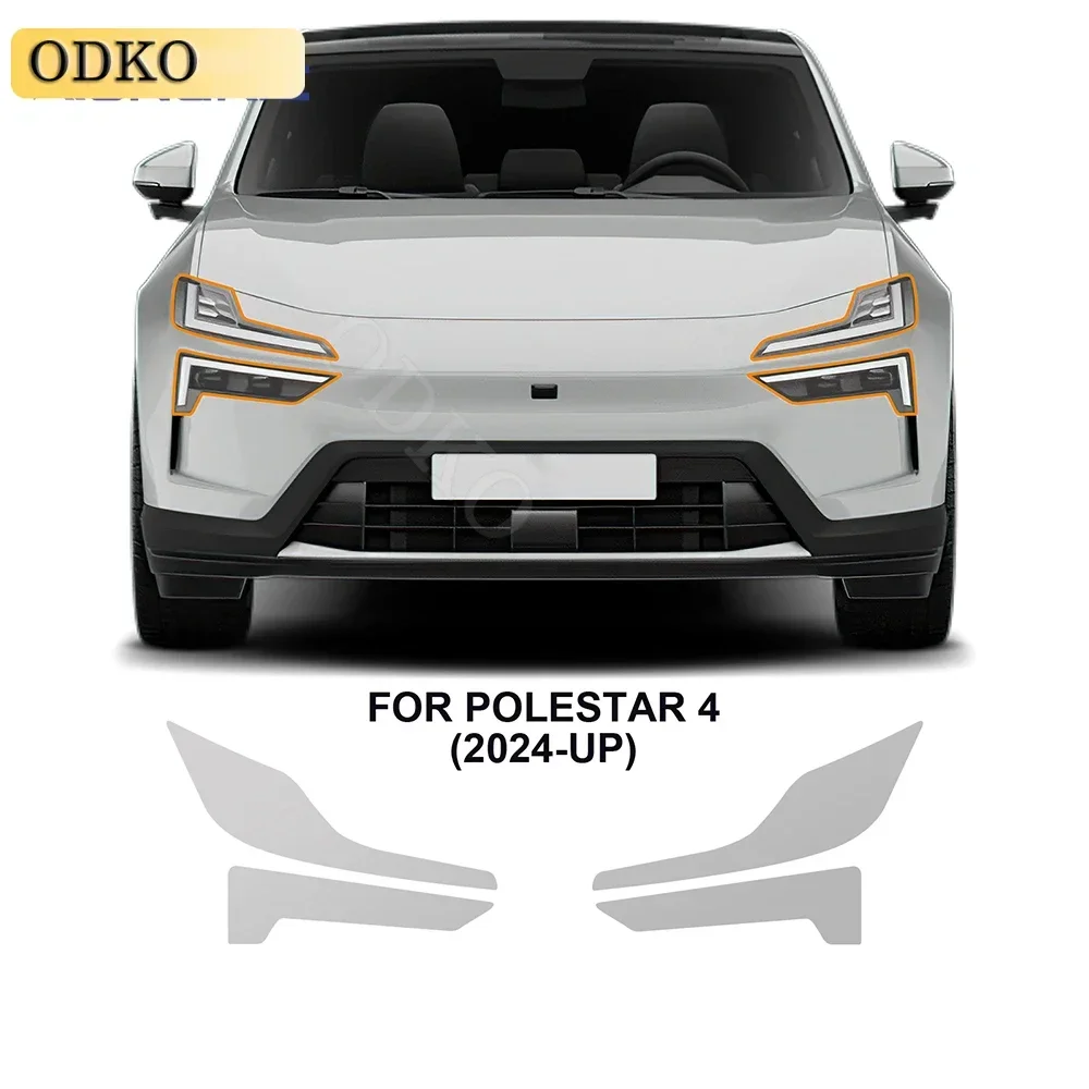 

For Polestar 4 2024 2025 2PCS Car TPU Front Headlights Film Protective Car Sticker Paint Protection Film PPF Transparent