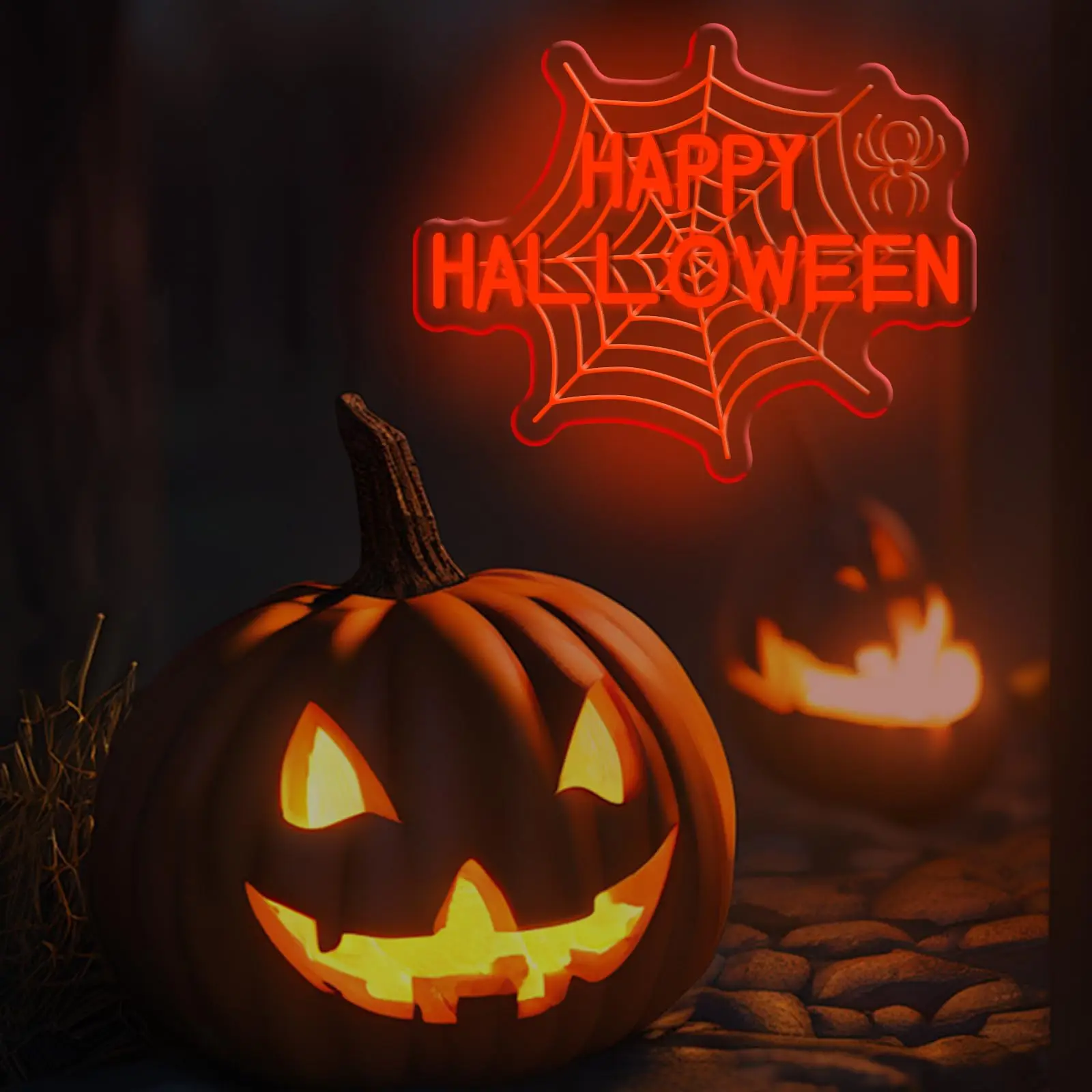 علامة الهالوين Spiderweb النيون الأحمر LED ضوء تسجيل جدار ديكور مع تصميم شبكة العنكبوت لحفلة الهالوين منزل مسكون ساحة الشرفة #3