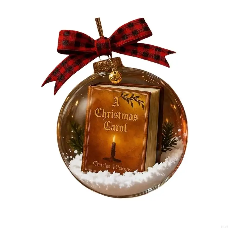 زينة كارول عيد الميلاد على شكل كتاب صغير زينة معلقة من الأكريليك الشفاف لشجرة العطلات وحفلات مهرجان المنزل والمكتب P9YB