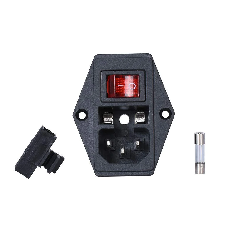New!!15A 250V Rocker Switch Power Socket Inlet Module Plug 5A Switch With 18 AWG Wiring 3 Pin IEC320 C14-2Pcs