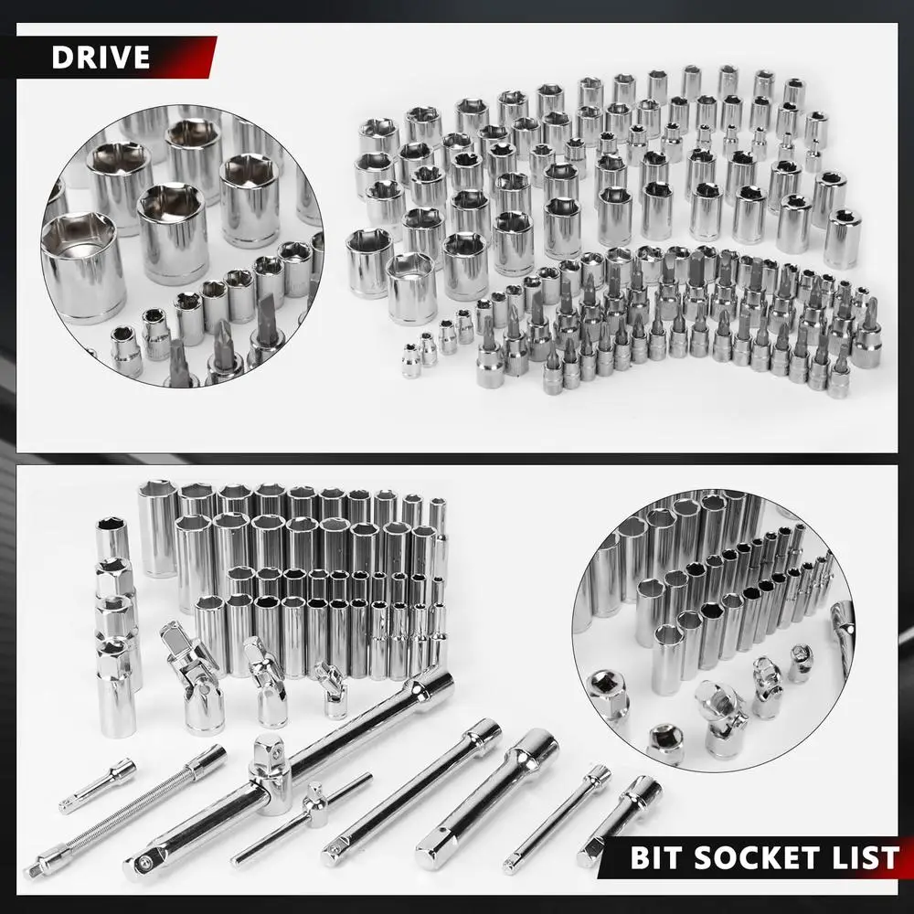 408-Piece Mechanic Tool Set Socket Set Complete Tool Box Heavy Duty Automotive Home Garage Projects