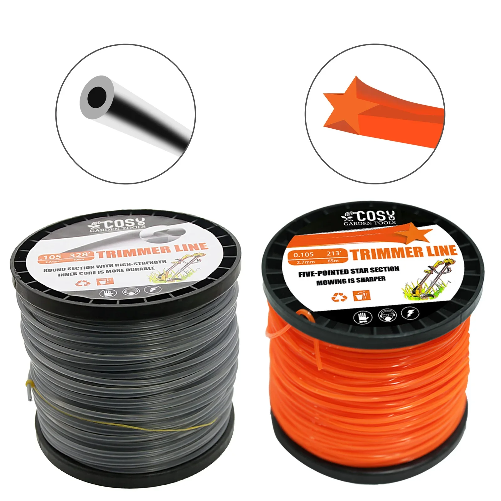 Pentagrama Corte de Grama Strimmer Linha Redonda Estrela Grafite Cabo de Enchimento Fio Corda Cortador de Grama Acessórios 2.0 2.4 2.7 3.3 4.0 mm × 100m