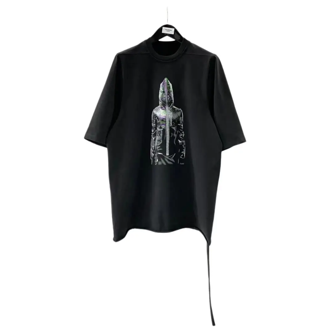 

Men Casual T Shirt Cotton Oversized Gothic Men's Tops Tees Summer Streetwear Black White Short Sleeved