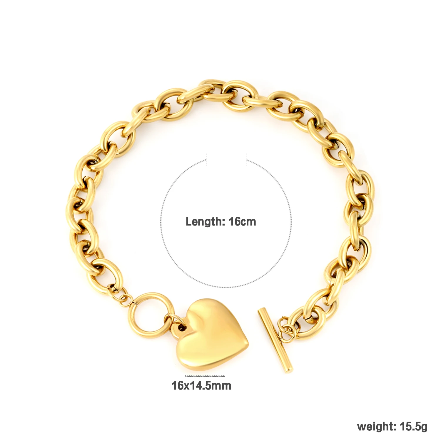LUXUSTEEL Dainty Heart Bangles For Women Romantic Style Bracelets Stainless Steel 18k Golden Plated No Fade Bangles for Couple
