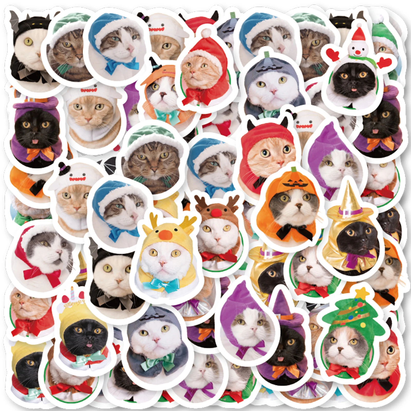 40pcs Cute Funny Cat Cartoon Graffiti Stickers Decorated Notebook Water Cup Guitar Classic Toy Scrapbook Waterproof PVC Decals