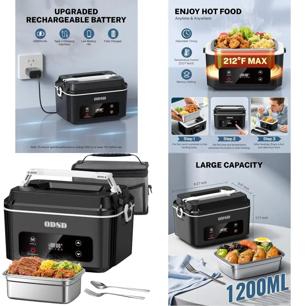 

Беспроводной подогреваемый ланч-бокс на 5 чашек для взрослых с таймером, портативный подогреватель для автомобиля, офиса, улицы