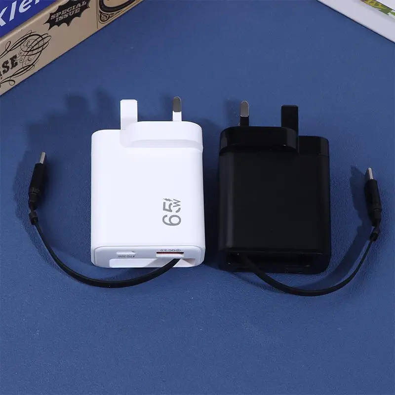 

Зарядное устройство 3 в 1, 65 Вт, супербыстрая зарядка, USB Type-C, с телескопическим кабелем Type-C, адаптер GaN
