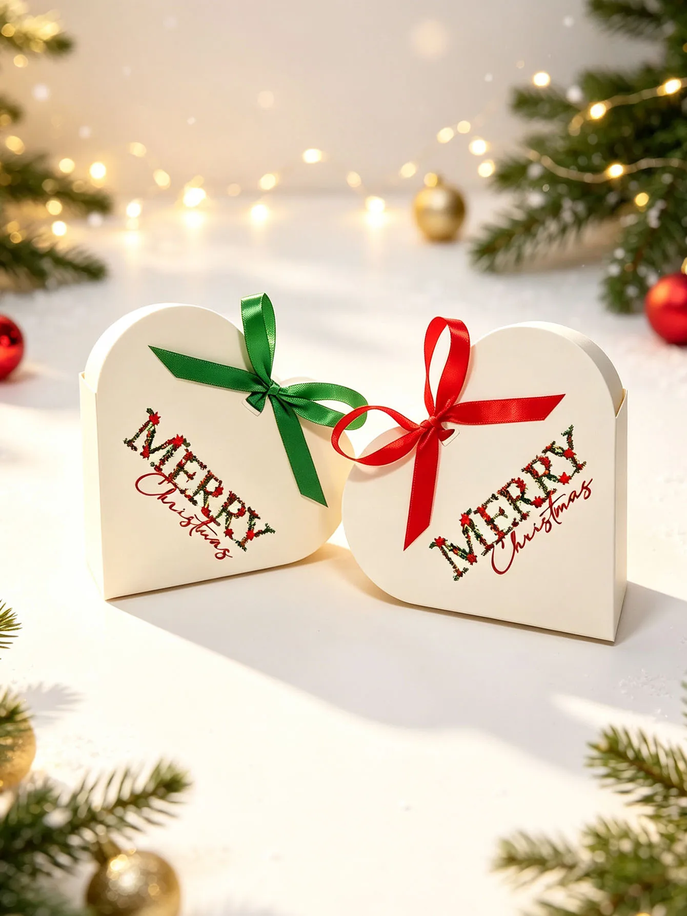 Christmas heart-shaped paper Dim sum box, used for candy chocolate jewelry gift packaging at Christmas parties