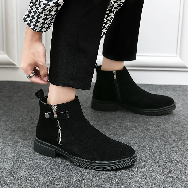 

Thick soled autumn and winter boots Office Daily Outdoor street walking Formal Party Black brown adult shoes 38-46 Hot New