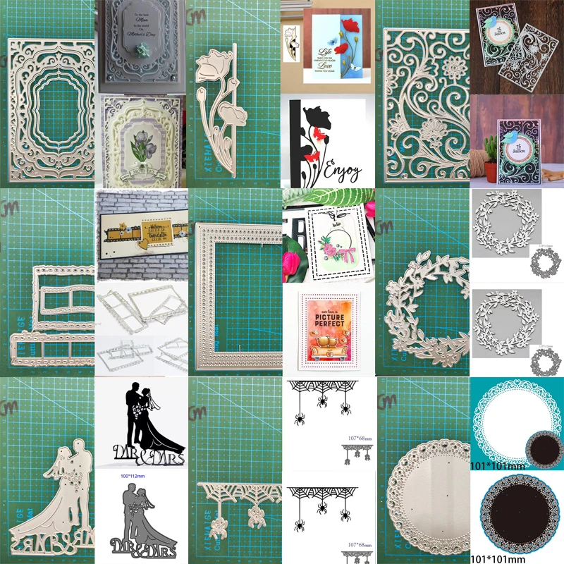 Spitze Blume Blume Rahmen Braut und Bräutigam Rotundity Rahmen Metall Schneid stempel Schablonen DIY Sammelalbum Prägung Handwerk Vorlage