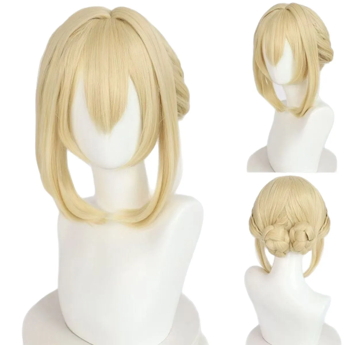 قطعة واحدة من الشعر المضفر باللون الذهبي الفاتح، 2 كيس شعر مجعد، شعر مستقيم، بنفسجي، حديقة أبدية، شعر مستعار على شكل أنمي بنفسجي #5