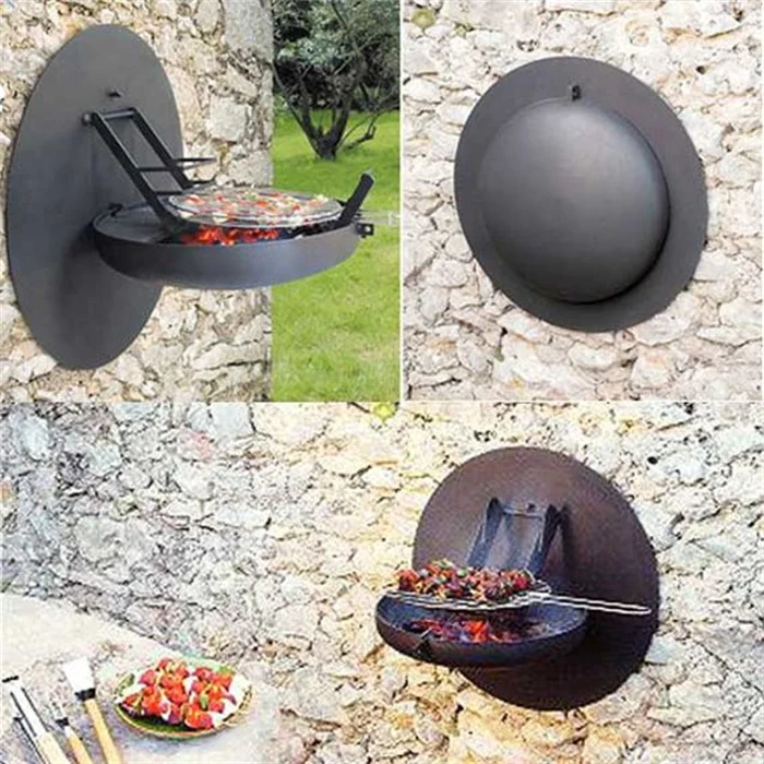 2026 Hot Sale Outdoor Folding Barbecue Grill Garden Wood Burning Metal Fire Pit Wall Mounted BBQ Grills