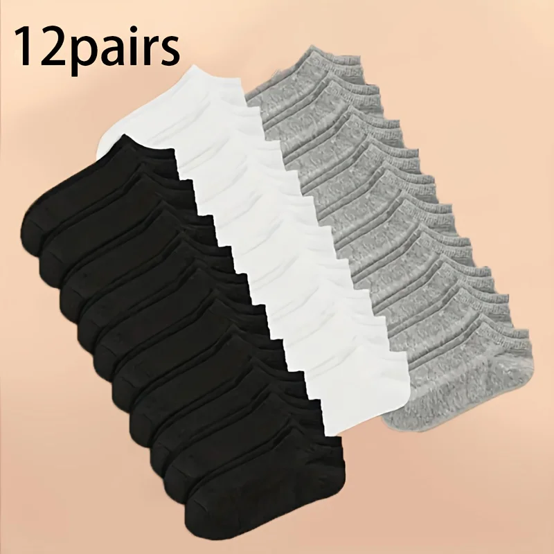 5/16/12 Pairs Of Unisex Solid Color Low-cut Socks, Comfy Breathable Soft Sweat Absorbent Socks For Daily And Outdoor Wearing