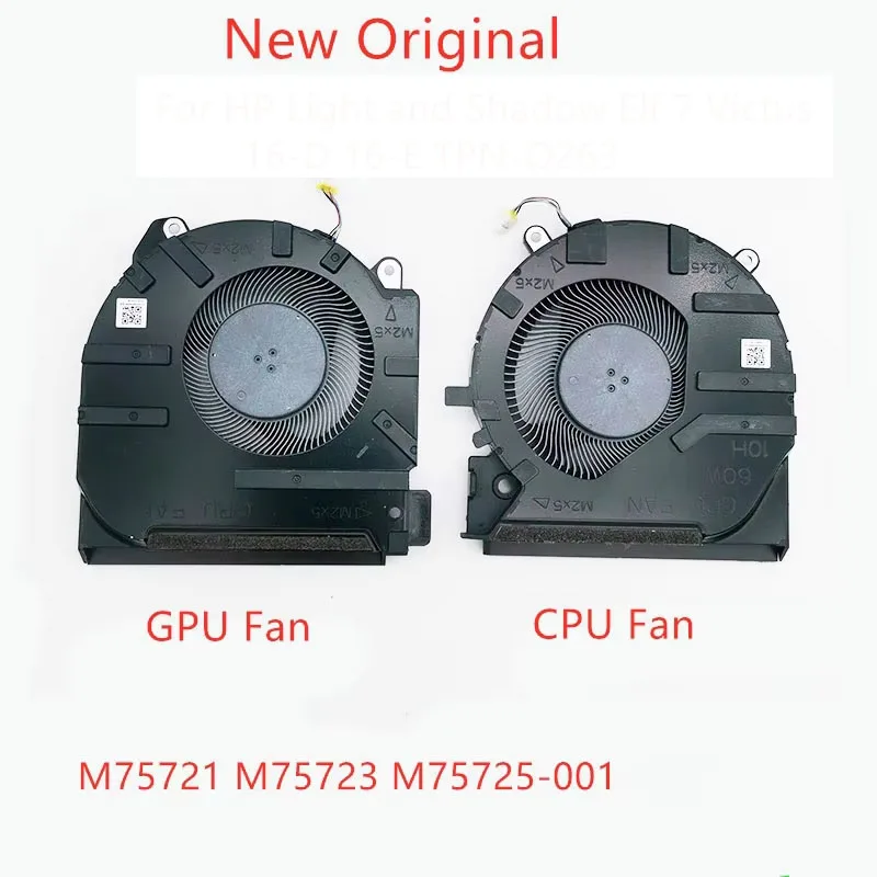 New Original Laptop CPU/ GPU Cooling Fan For HP Light and Shadow Elf 7 Victus 16-D 16-E TPN-Q263 M75721 M75723 M75725-001 60/80W