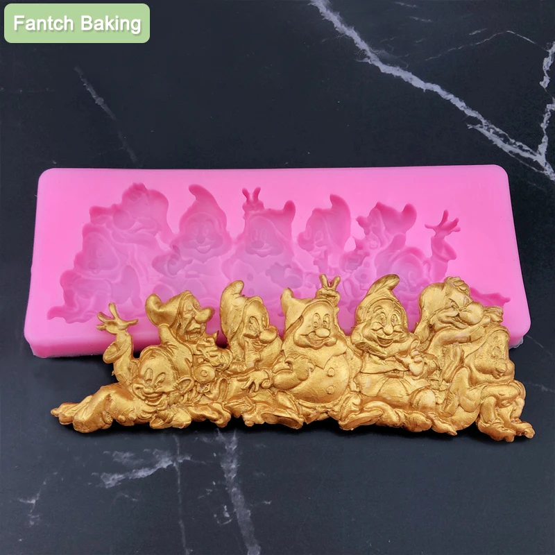 Cartoon Dwarfs Snow White 3D chocolate soap Moulds DIY fondant cake decorating tools silicone mold kitchen baking utensils