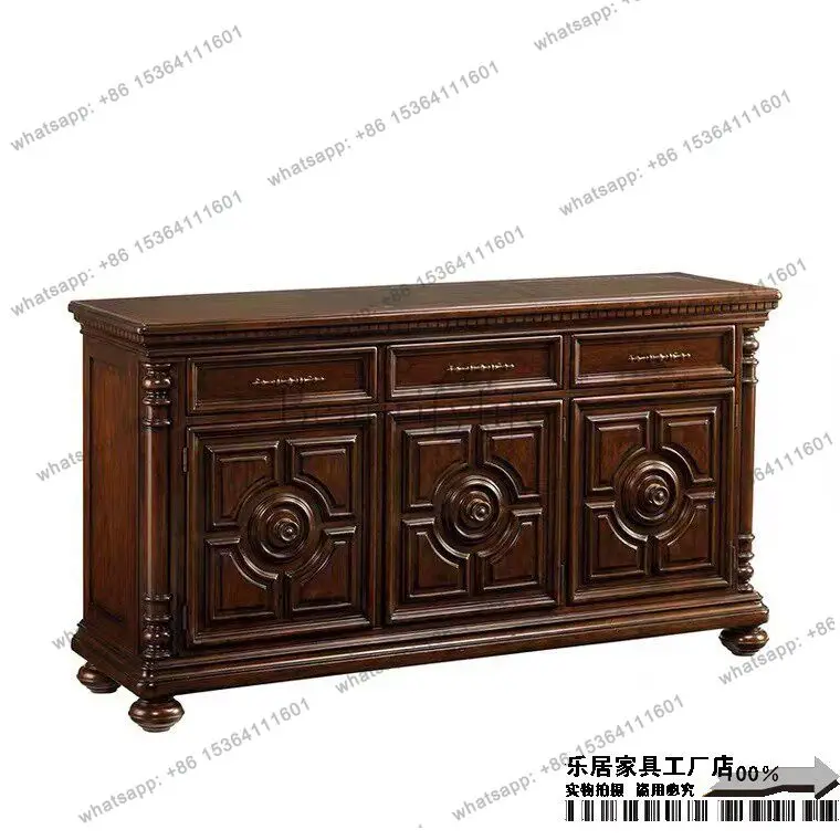 JJ Antique Entrance Cabinet, Living Room Partition Storage, Old Solid Wood Dining Side Three-door Storage Cabinet Customization