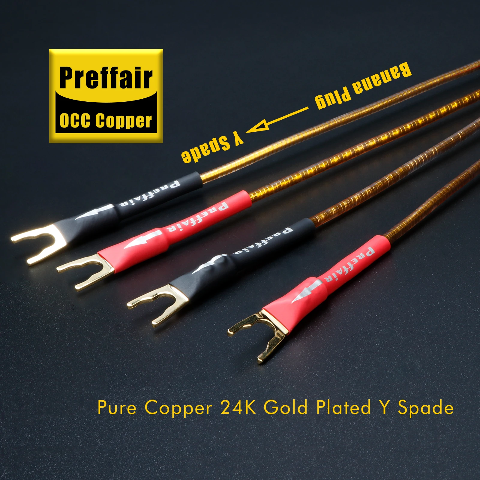 4PCS Jumper Speaker Cable 8N OCC Copper Silver Audio Bridge Cable Soft Clear Sound 24K Gold Banana Y Plug Speaker Cable