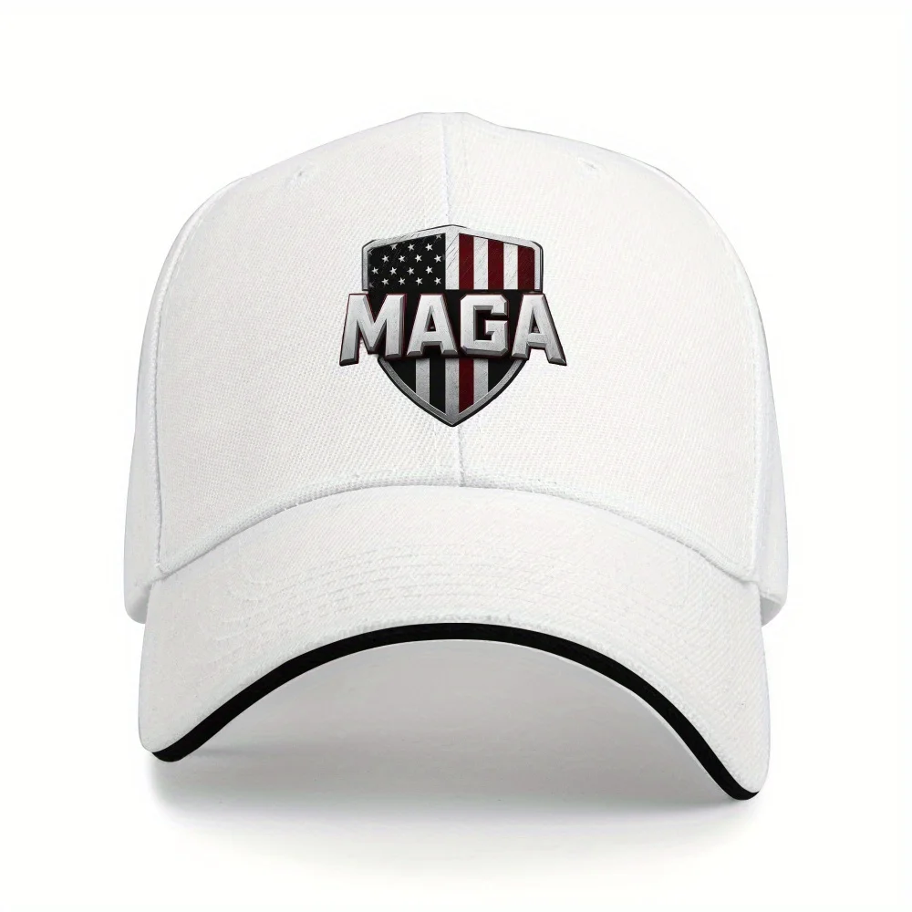 MAGA Shield American Flag Emblem Baseball Cap Adjustable Polyester Sun Protection Hat