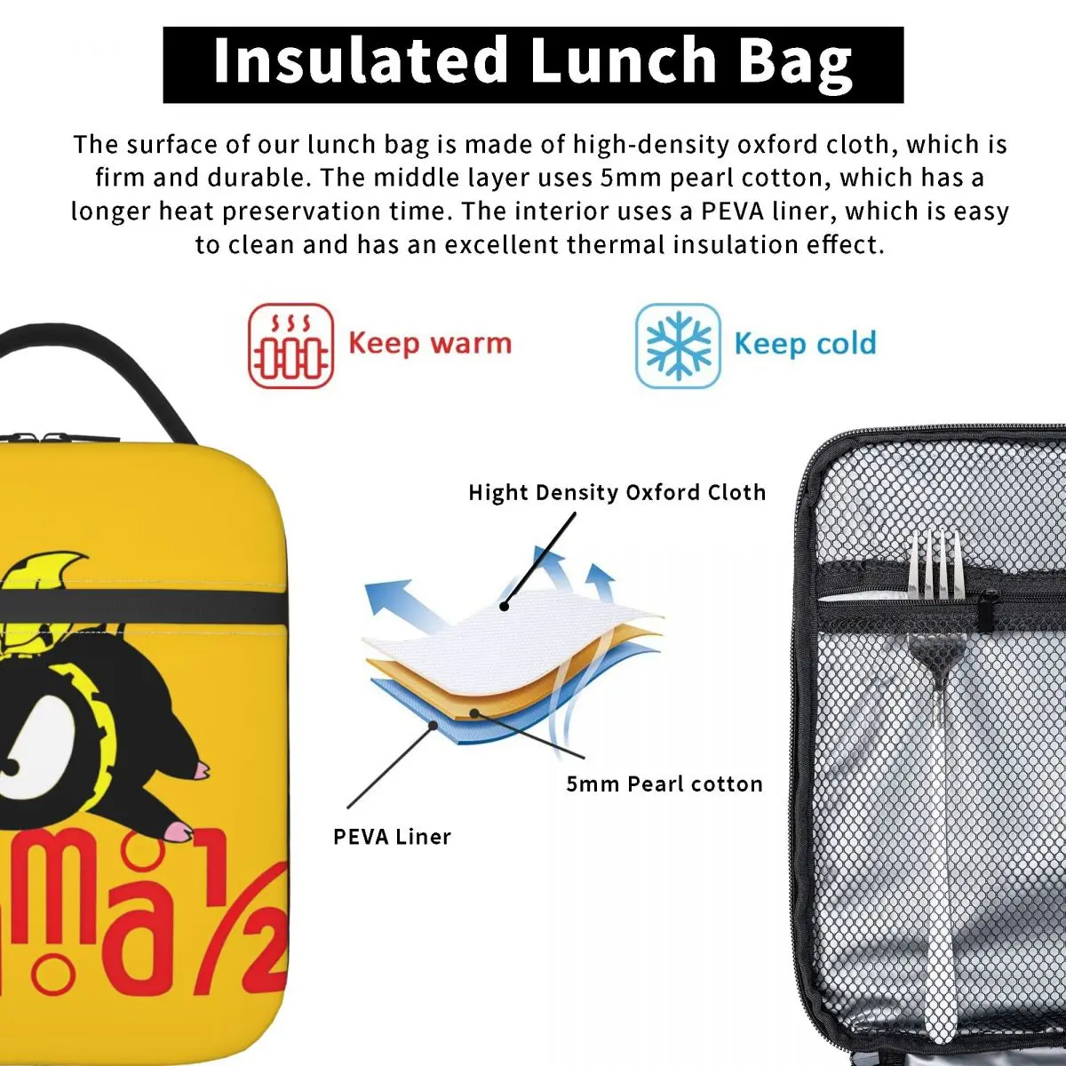 Pchan Ranma 1/2 Insulated Lunch Bag Cooler Bag Reusable Lunch Container High Capacity Tote Lunch Box Food Storage Bags Picnic