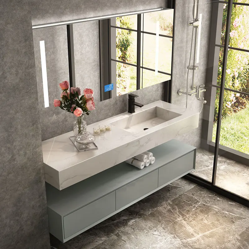 

Slate bathroom cabinet combination modern double basin sink wash face toilet wash basin cabinet
