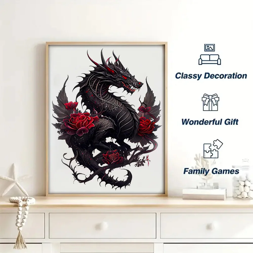 Wooden Puzzles for Adults, Wooden Flat Puzzles with 3D Visual Effect, Cave Dragon Puzzles, Unique Puzzles Gifts for Friends