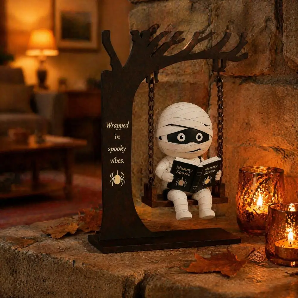 Unique Halloween Party Favors Funny Halloween Swing Ornament Set Witch Skeleton Mummy Pumpkin Ghost Figurines Desktop Bookshelf
