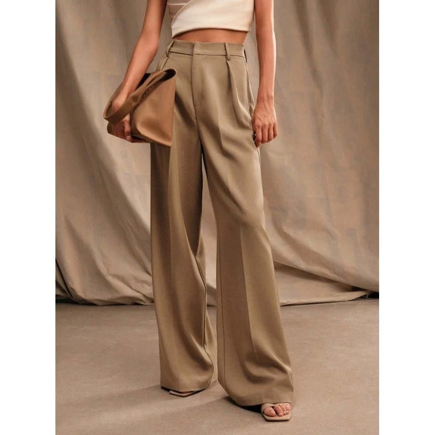 Slimming Casual Drapey High Waist Straight Leg Wide Leg Long Pants Women's Fashion 2025 New Style Cross-Border Wide Pants