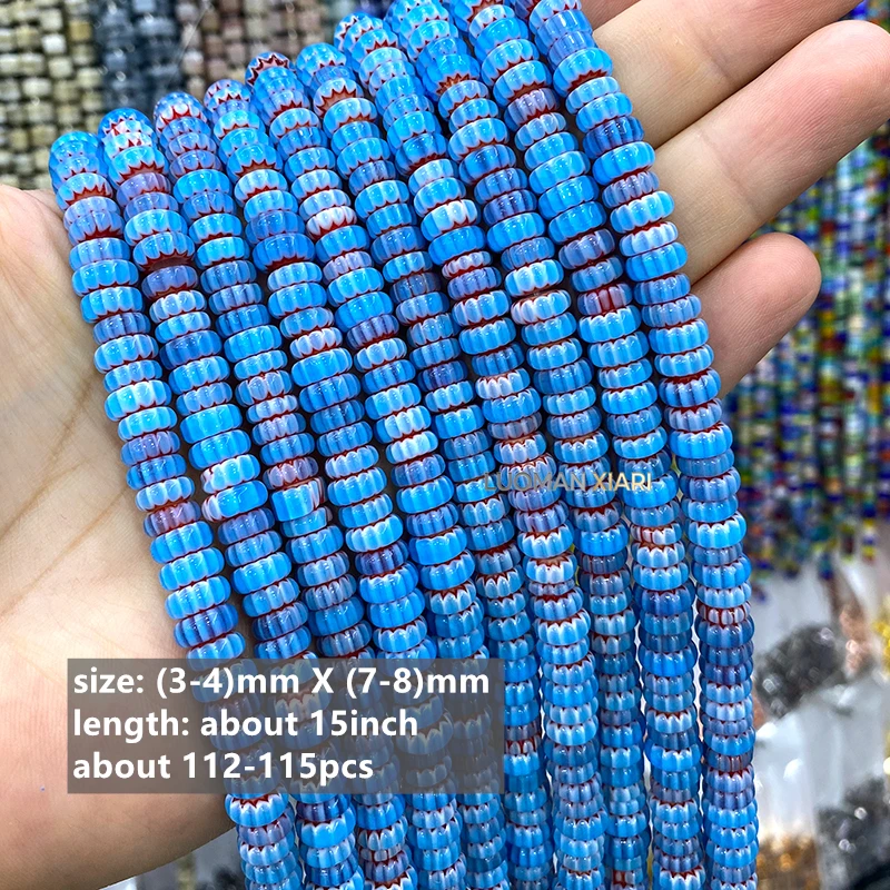 Großhandel 3x8mm Rondelle Handgefertigte Farbige Lampwork Lose Abstandsperlen für Schmuckherstellung DIY Armband Charms Zubehör 15'' – Detail 2