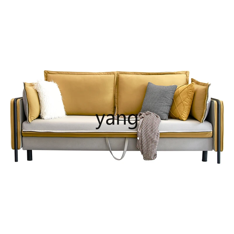 

LH light luxury fabric sofa bed three-person modern simple foldable sofa dual-purpose