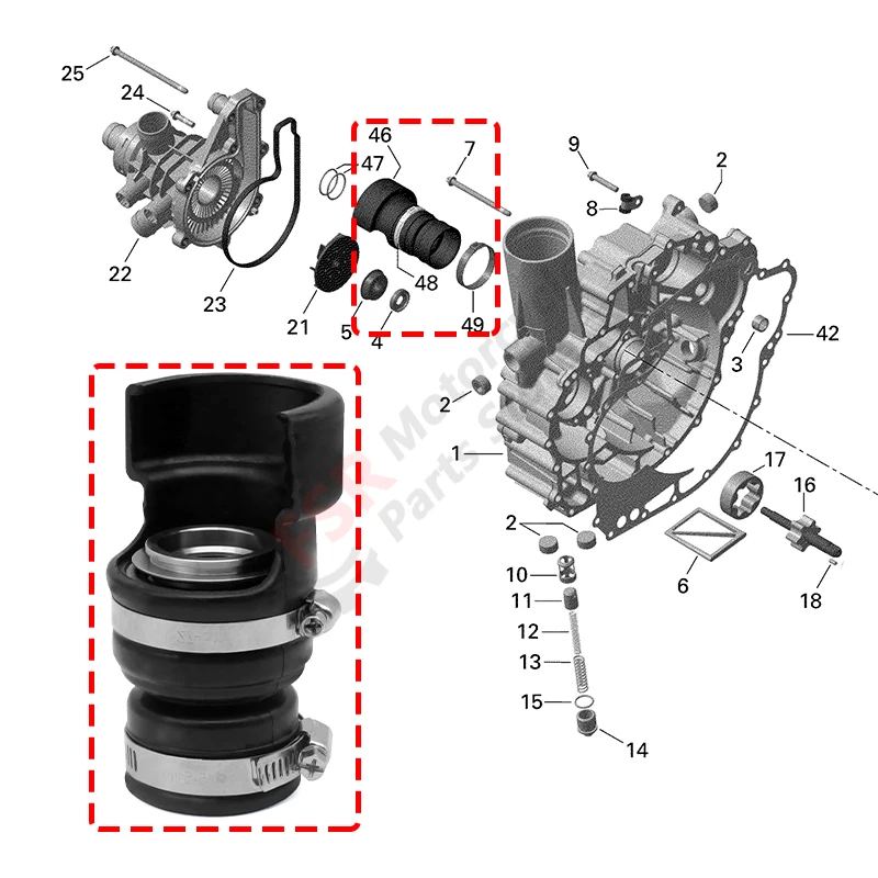 BALL BEARING WITH BELLOW Fits GTX155 RXP GTI 130 GTR 215 GTS 130 GTISE 155 GTX 4-TEC RXT-X260 WAKE 215 Jet ski Parts 420832648