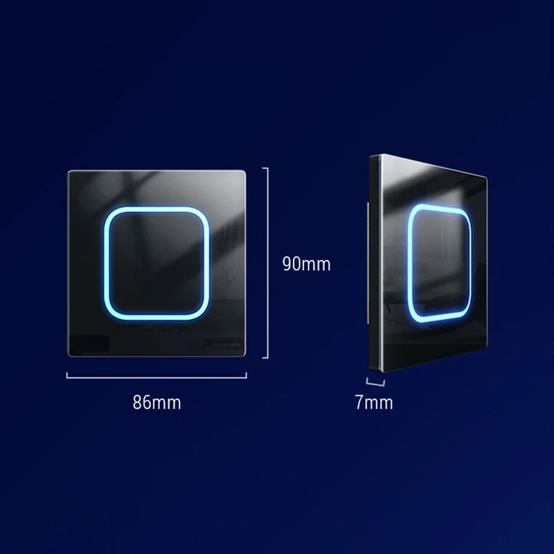 YINKA Tempered Glass Panel Acrylic Button Black Wall Socket Light Switch 1 2 3 4 Gang/1 2 Way LED Indicator Lights 86mm*90mm