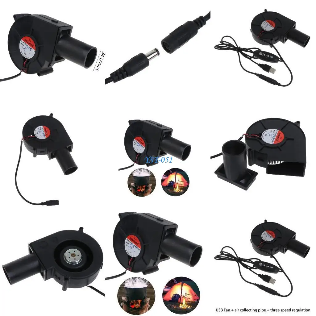 

E15A USB 5V BBQ Air Blower with Switch 3 Speed Cooling Fan for Cooking Camping