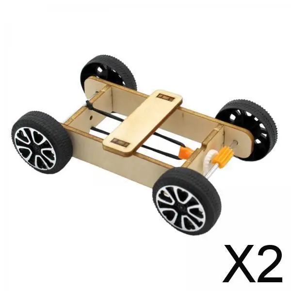 2-4pack Wood DIY Car Model Kits Physics Science Cognitive Toys 10.5cmx6.5cmx3cm