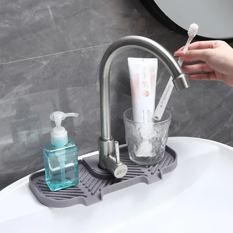 New Kitchen Bathroom Universal Faucet Drain Pad Dual Aperture Sink Drain Storage Rack Splash Proof  Water Accumulation Proof