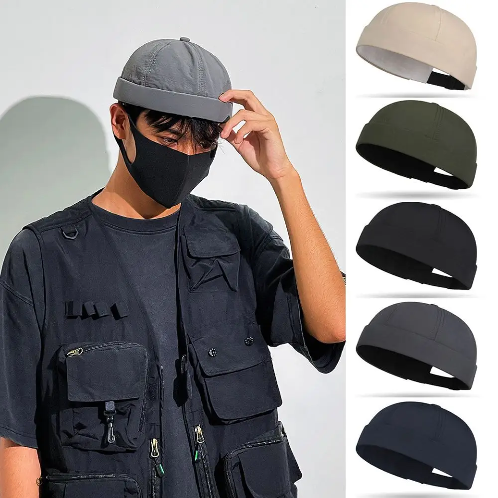 

Новая летняя быстросохнущая шляпа без полей, легкая повседневная шапка-бини, сетчатая шапка-докер, матросская шапка с закрученными манжетами, повседневная тюбетейка