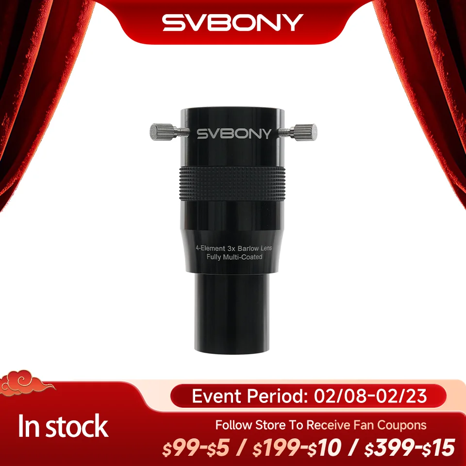 

Svbony SV216 1,25 дюйма 2X/3X линза Барлоу для аксессуаров для астрономических телескопов, визуальное применение