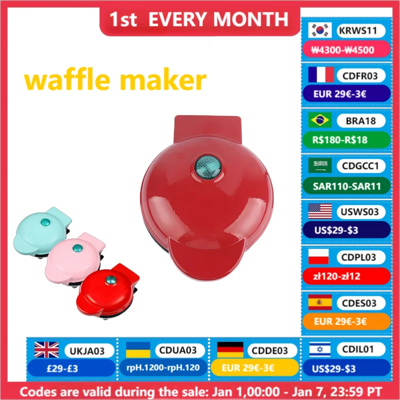 Multi Functional Mini Waffle Sandwich Cake Maker, Breakfast Cooking Machine, Dessert Making Machine, Toaster, Kitchen Utensils