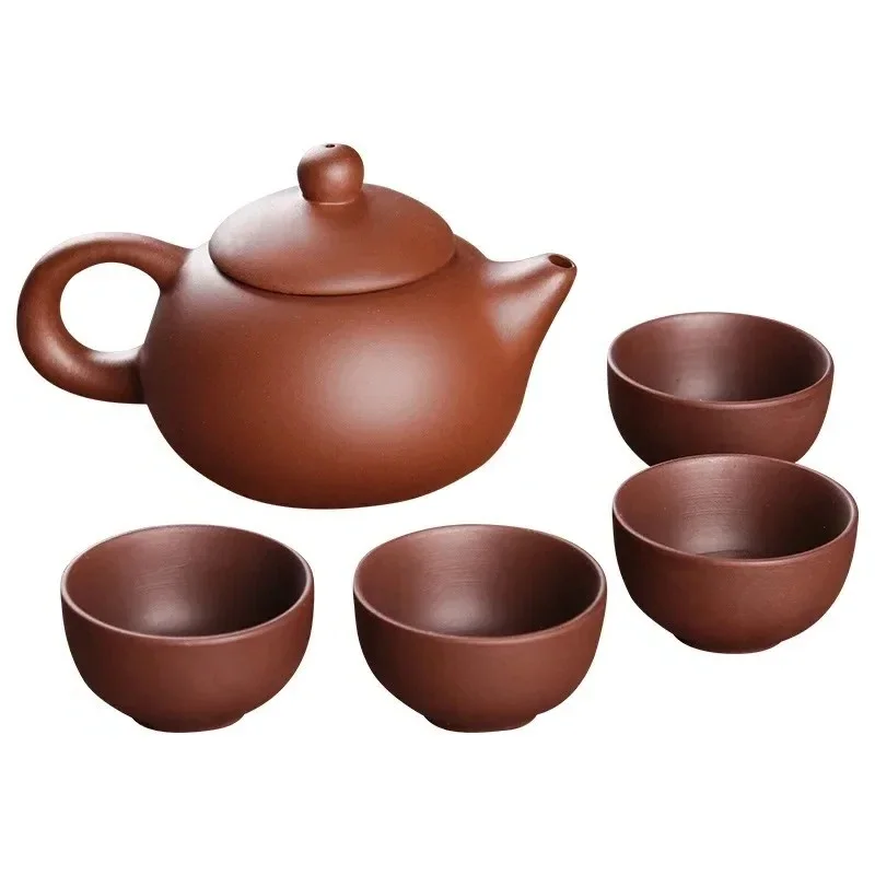 2024 New 1 Teapot + 4 Cups Set 150ml Chinese Xi Shi Porcelain Tea Sets Ceramic Yixing Purple Clay Kettle 5pcs Kung Fu Tea Set