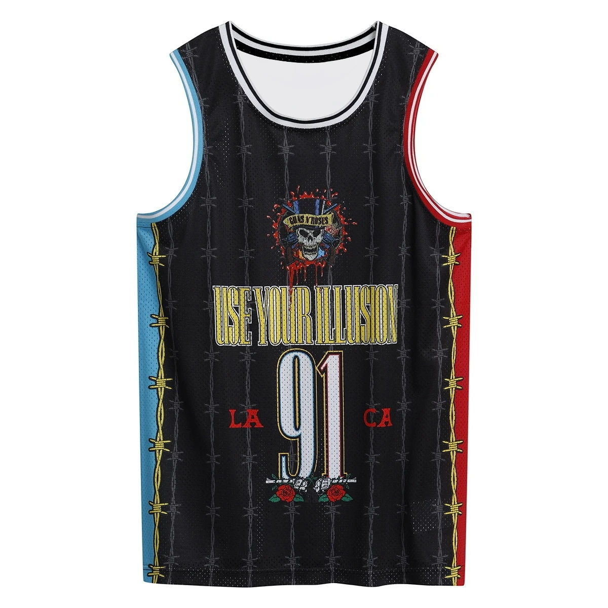 Guns N' Roses Vintage Unisex Basketball Jersey Vest, 2026 Men Women Y2k Rock Sleeveless Breathable Streetwear Mesh Vest T-Shirt