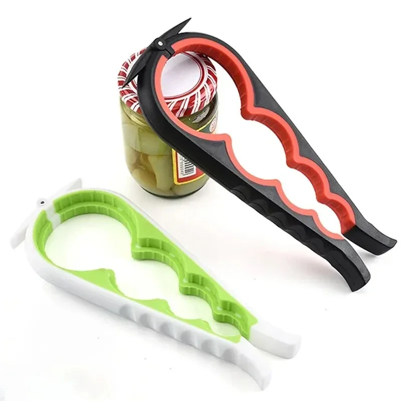 Multi-Functional 4-in-1 Can Opener & Bottle Opener Set Anti-Slip Grip with 4-Position Bottle Cap Twister Heavy Duty Kitchen Tool