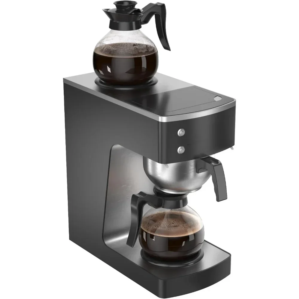 Coffee Maker with Upper and Lower Warmer & 2 Glass Decanter, Easy Clean Free Housing, 304 Stainless Steel Coffee Machine