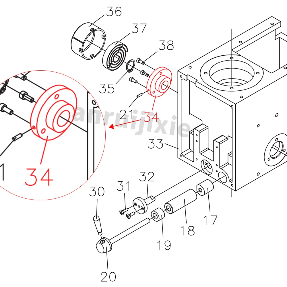 Left Quill Pinion Retainer,SIEG SX3&SX2.7&JET JMD-3&BusyBee CX611&Grizzly G0619 Small Mill Drill Machines Left support flange