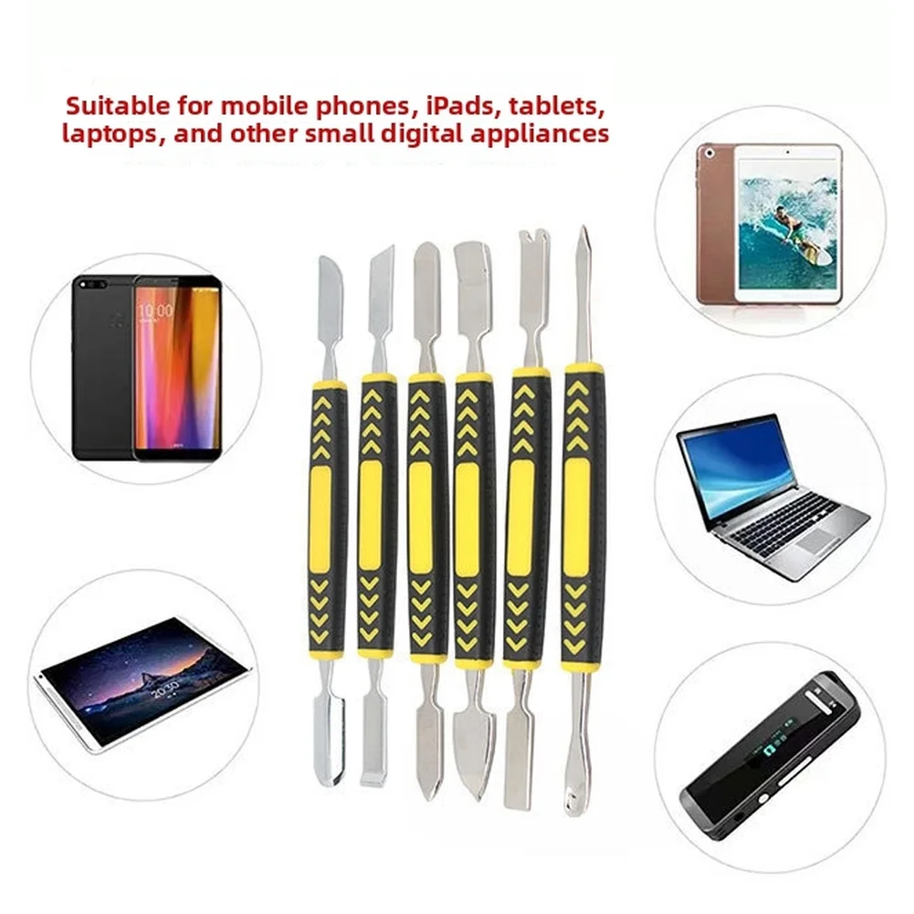 

Набор из 6 металлических лопаток из легированной стали для вскрытия телефонов и ноутбуков, инструмент для ремонта, плоские лопатки для ремонта методом литья под давлением