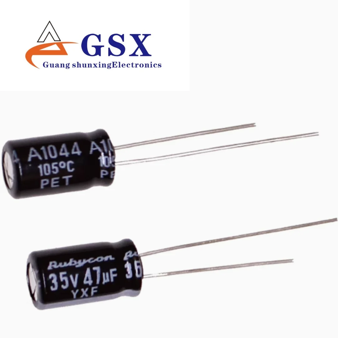 

Brand new imported aluminum electrolytic capacitor 35v47uf 6.3 * 11 ruby YXM/YXF with long lifespan