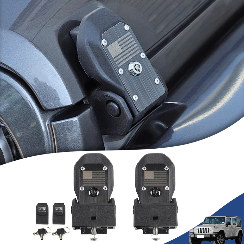 Car Engine Hood Latch Catch Bonnet Decaration Kit With Key Lock for Jeep Wrangler JL Gladiator JT 2018-2023 Exterior Accessories