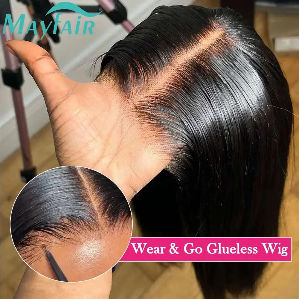 Wear and Go Glueless Bob Wigs Human Hair Pre Plucked Straight Short 180 Density 4x4 HD Lace Closure Wig Human Hair Natural Black